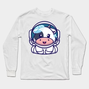 Cute baby cow wearing an astronaut suit, cartoon character Long Sleeve T-Shirt